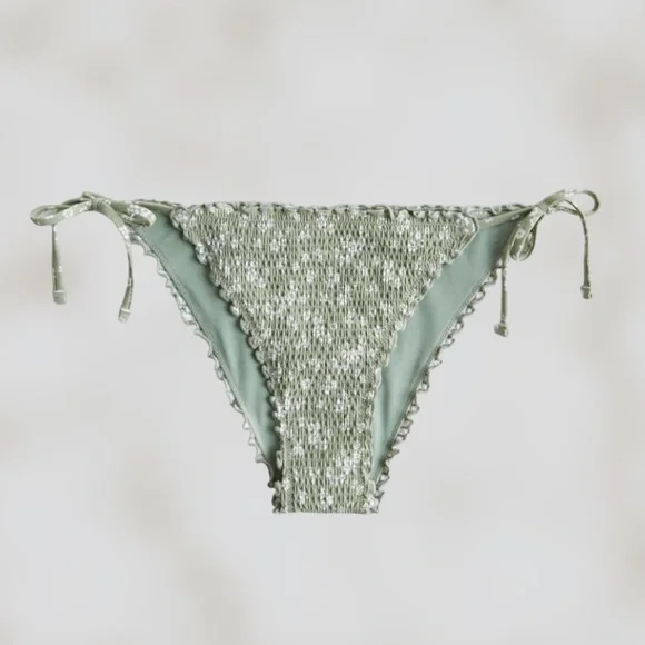 Green Floral Hollister High Waisted Bathing Suits Hollister Swim